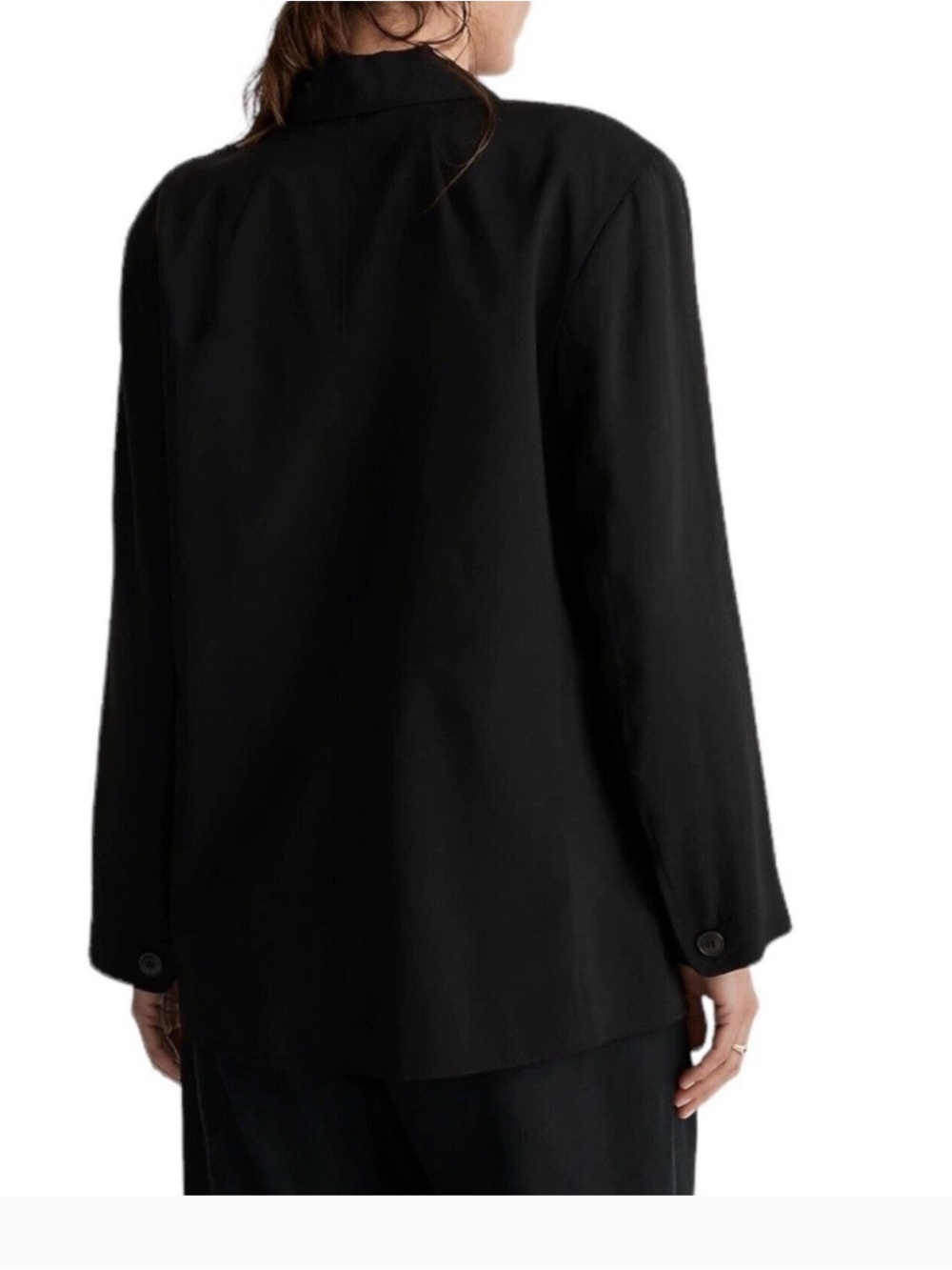 Madewell Black Relaxed Blazer SZ L relaxed fit drop shoulders two-button NWT - Picture 6 of 13
